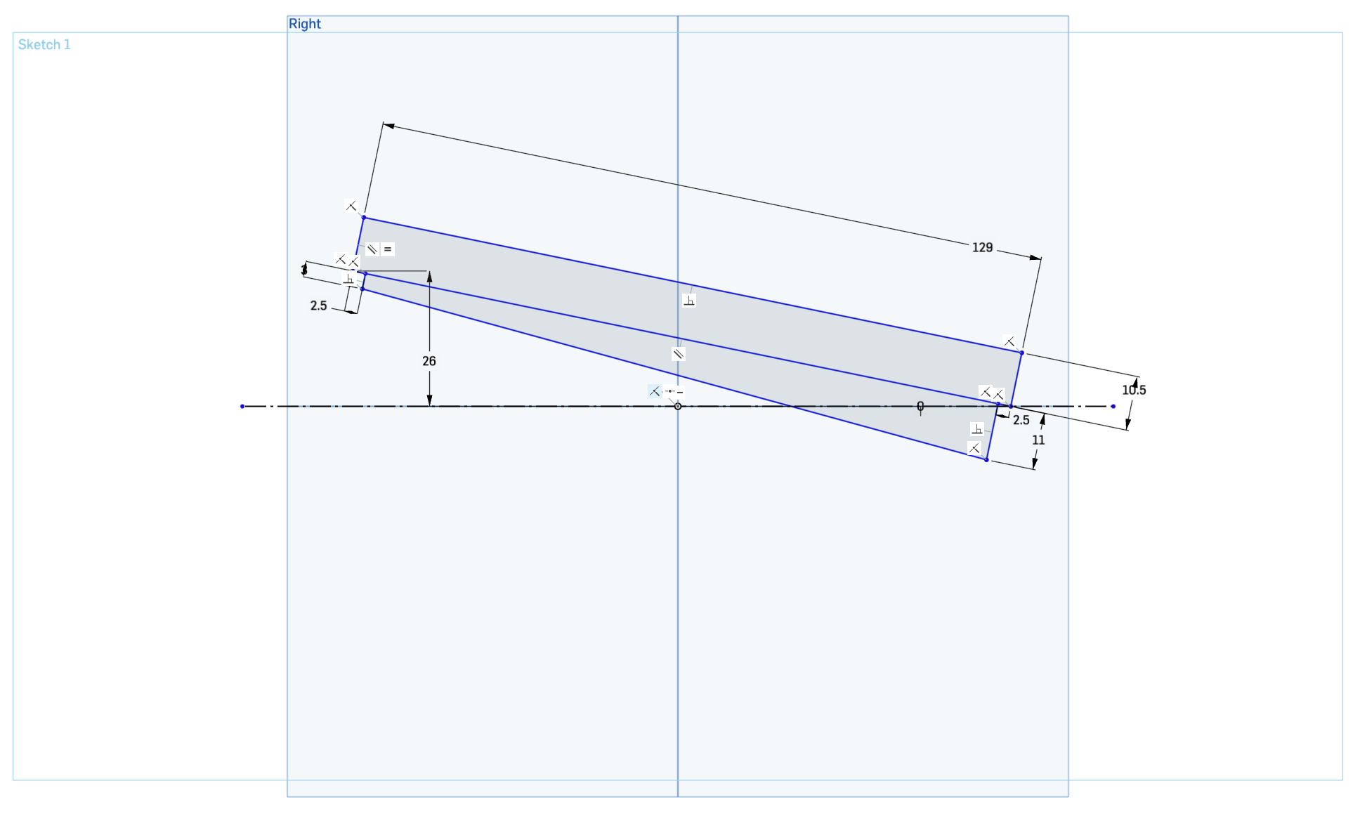 The keyboard profile rotated to the target angle