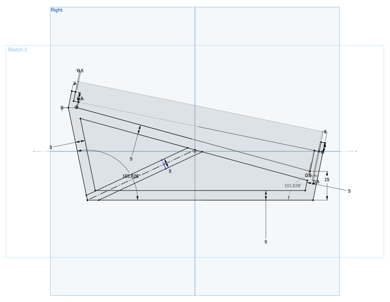 The dimensioned sketch for the keyboard lifter